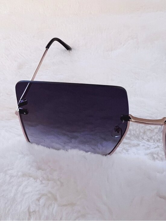 Blair Black Modern Rectangle Half Rim Sunglasses main image 4